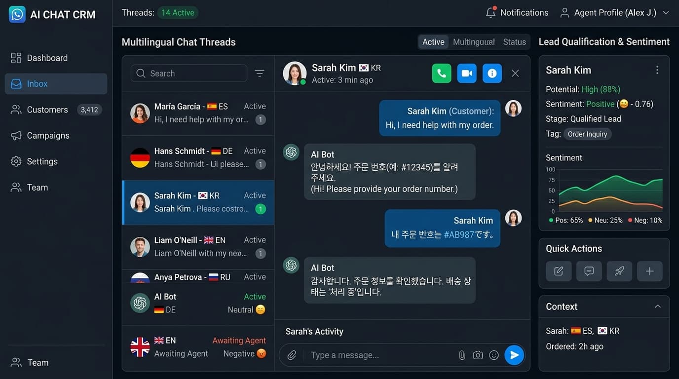 Multilingual Conversational AI Agent & CRM